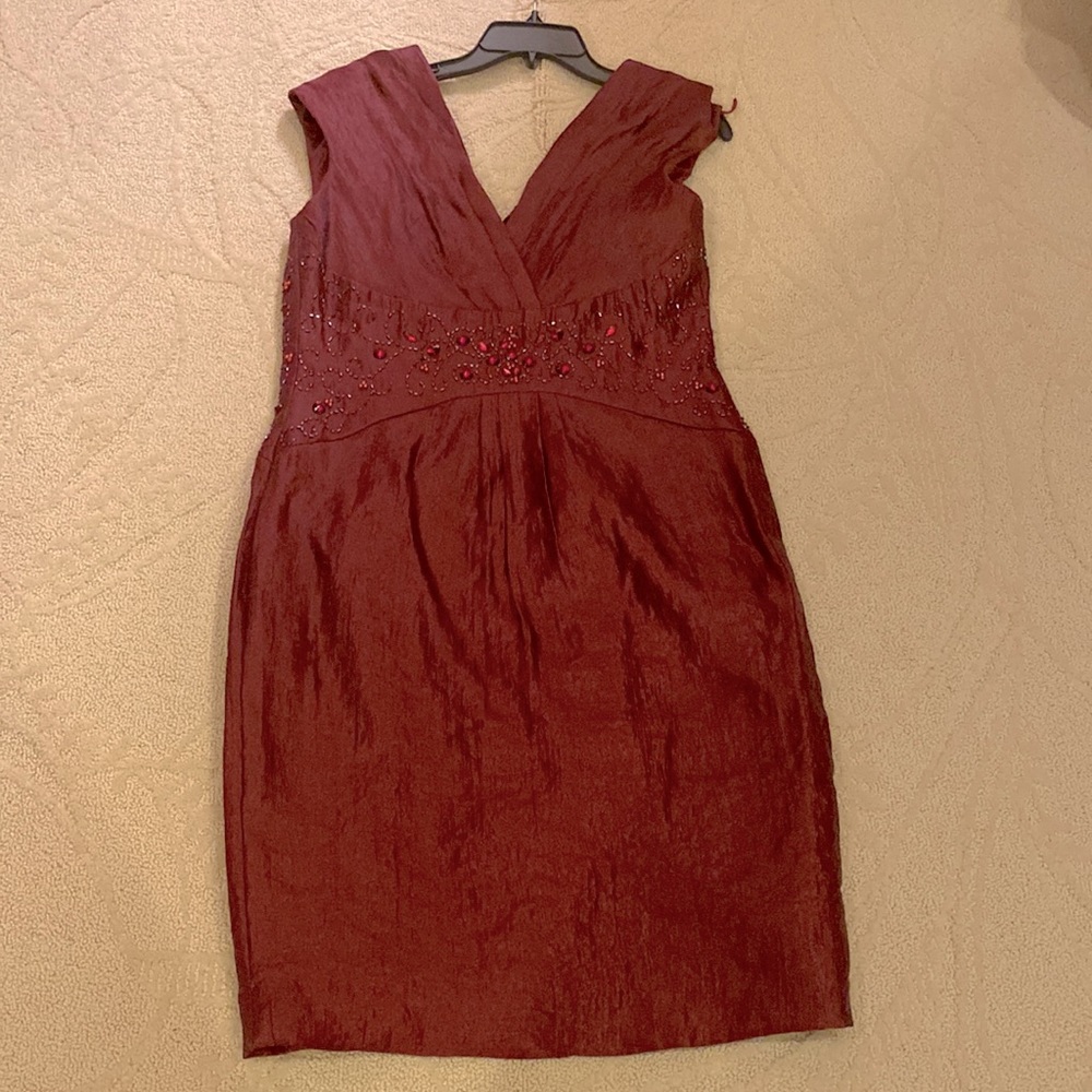Burgundy tafta with stones